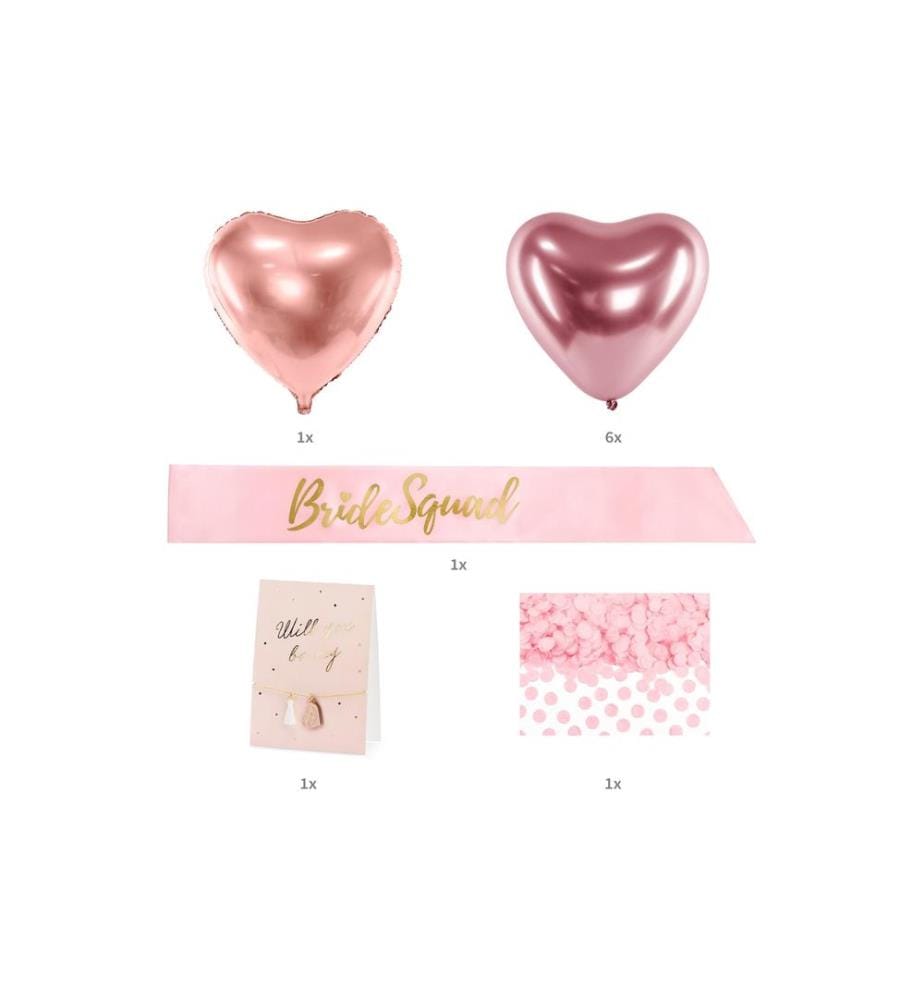 PARTYDECO - Kits de fête Bride Squad Mix 10 pièces, rose