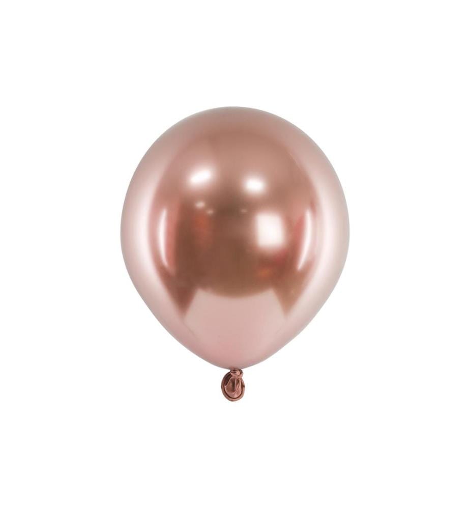 PARTYDECO - Ballon de baudruche Glossy Or rose, Ø 12 cm, 50 pièces