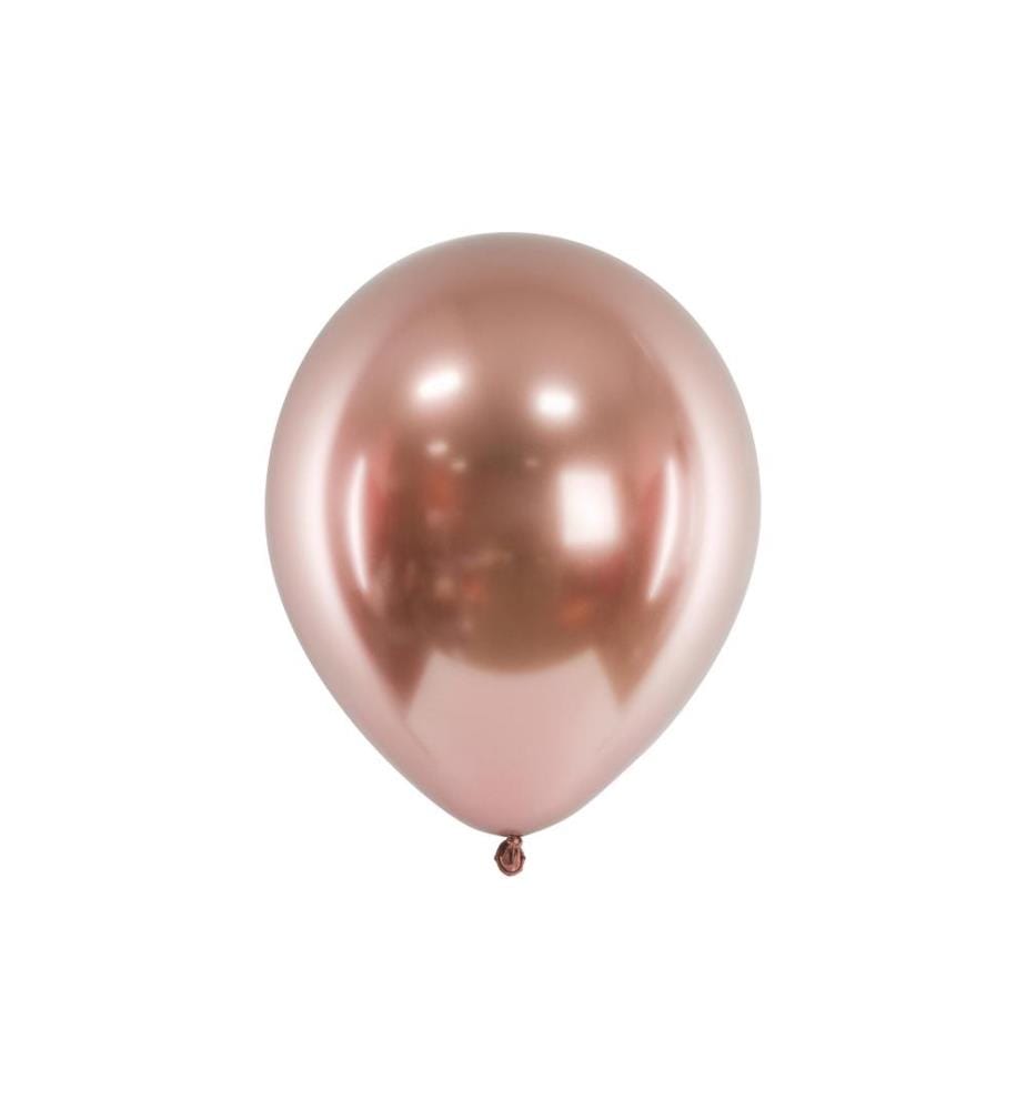 PARTYDECO - Ballon de baudruche Glossy Or rose, Ø 30 cm, 10 pièces