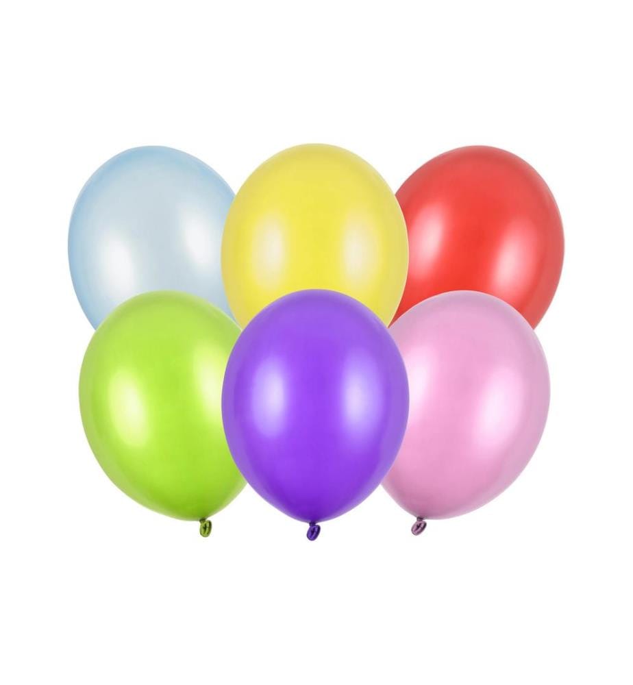 PARTYDECO - Ballon de baudruche Uni Strong Metallic 50 pièces, multicolore, Ø 30 cm