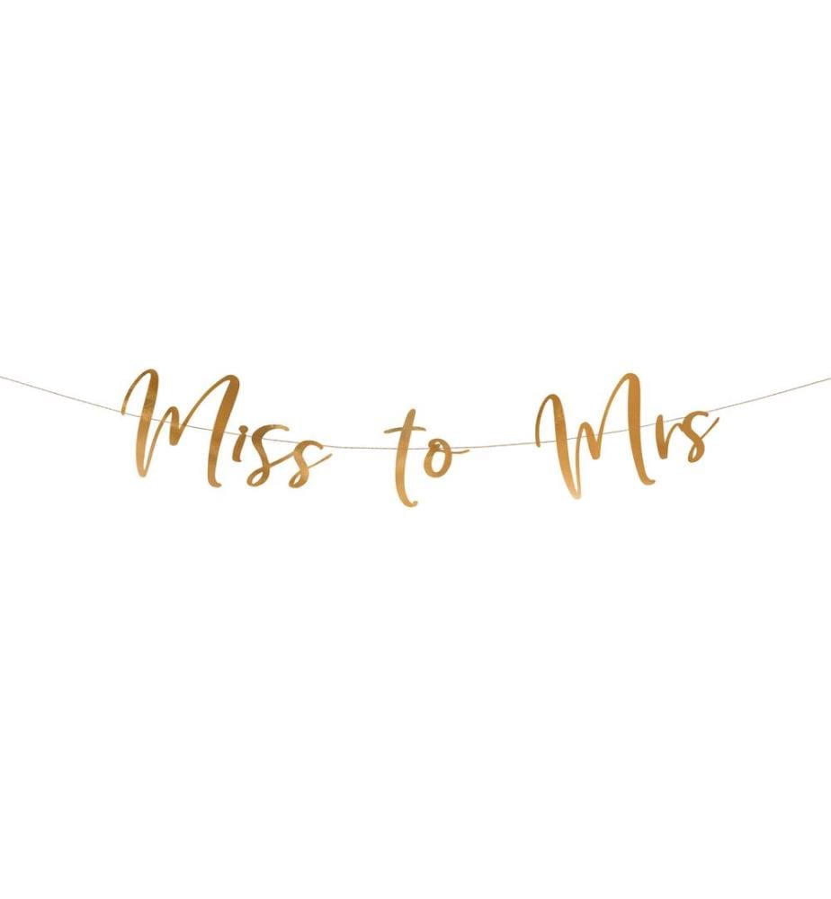 PARTYDECO - Guirlande Miss to Mrs 18 x 76 cm, or rose