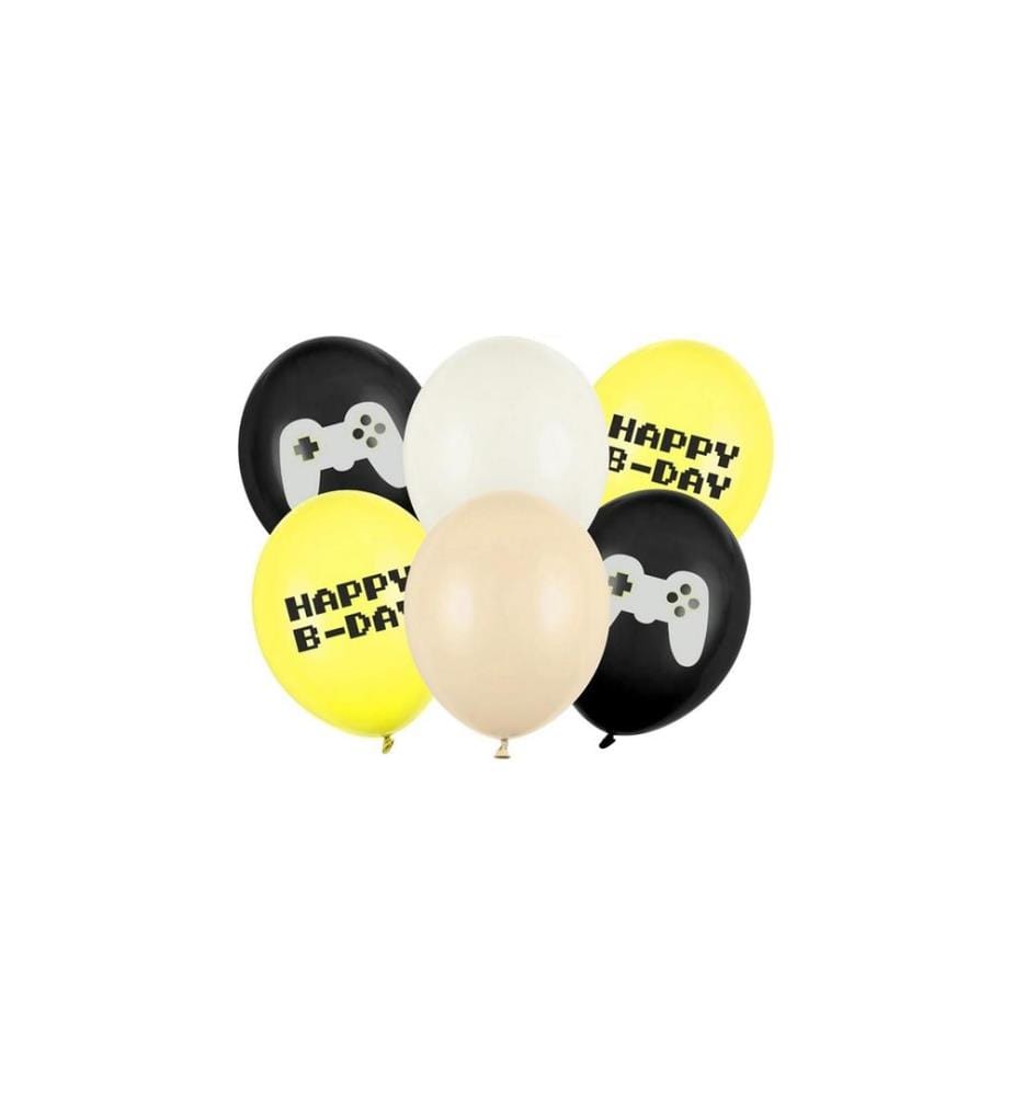 PARTYDECO - Ballon de baudruche Jeu du ballon Ø 30 cm, 6 pièces, multicolore