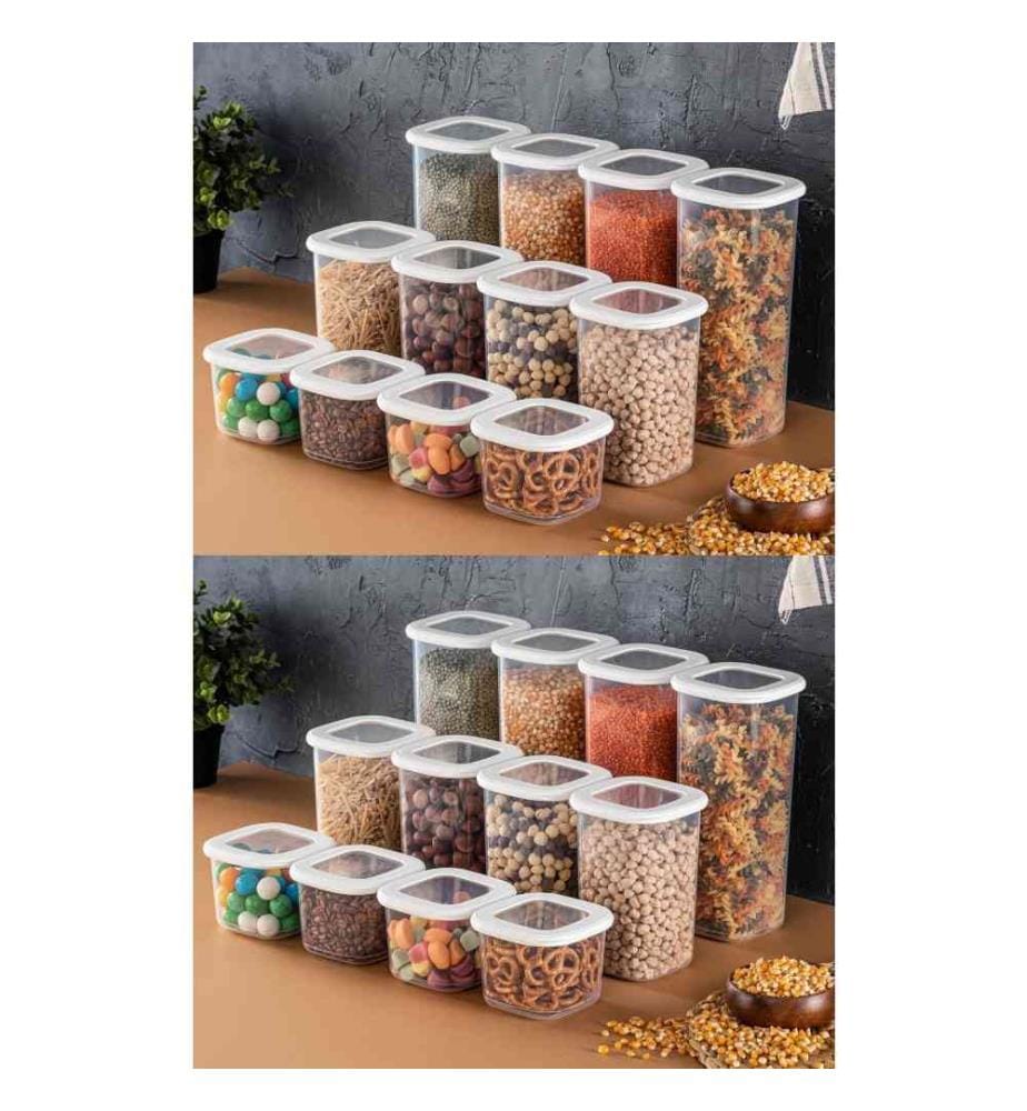 Boîte de rangement, 24 pièces, blanc, plastique, sans Bpa