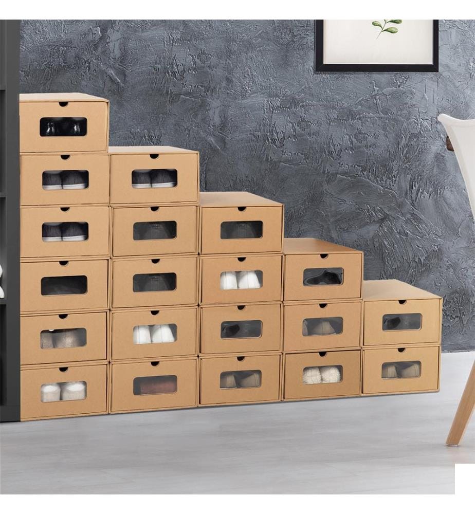 Lot de 20 Boîtes de rangement en craft - 35x23.5x13.5cm - Brun Clair