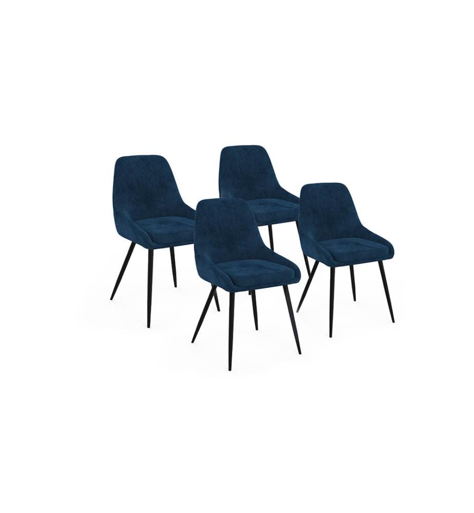 Lot de 4 Chaises Olivia 47.5 x 54 x 79 cm - Bleu Foncé & Noir