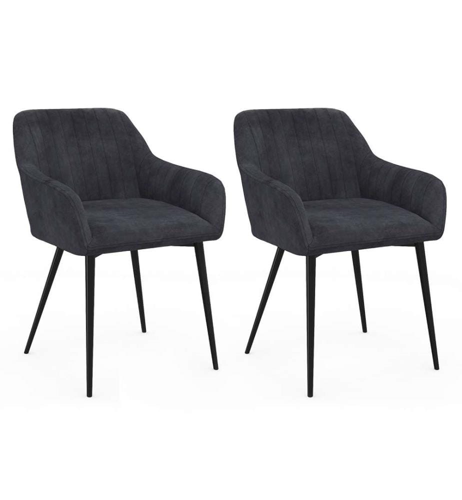 Lot de 2 Chaises avec Accoudoirs Ariana - Anthracite et Noir
