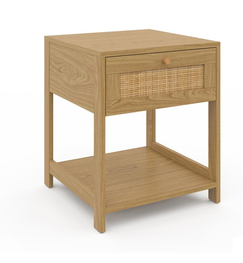 Lot de 2 Tables de chevet Erin en cannage 1 tiroir - Brun