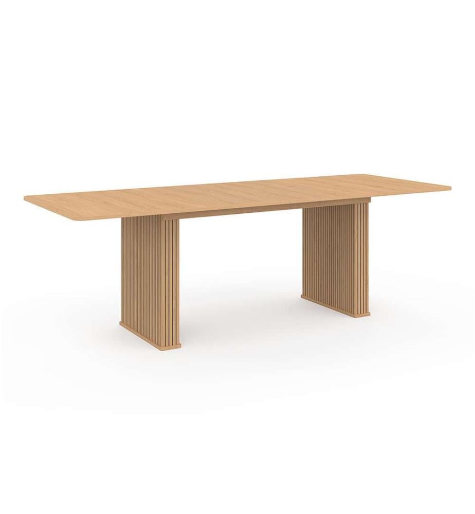 Table repas extensible Faustine 160-240cm bois pieds effet tasseaux