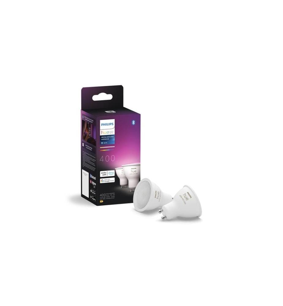 PHILIPS HUE - Ambiance blanche et couleur GU10 pack double 2 x 400 lm