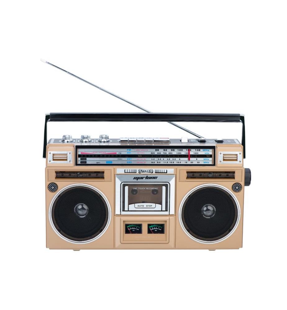 Poste radio-cassette Stéréo FM/AM Bluetooth 20W Marlone - Modèle Queens - Marron