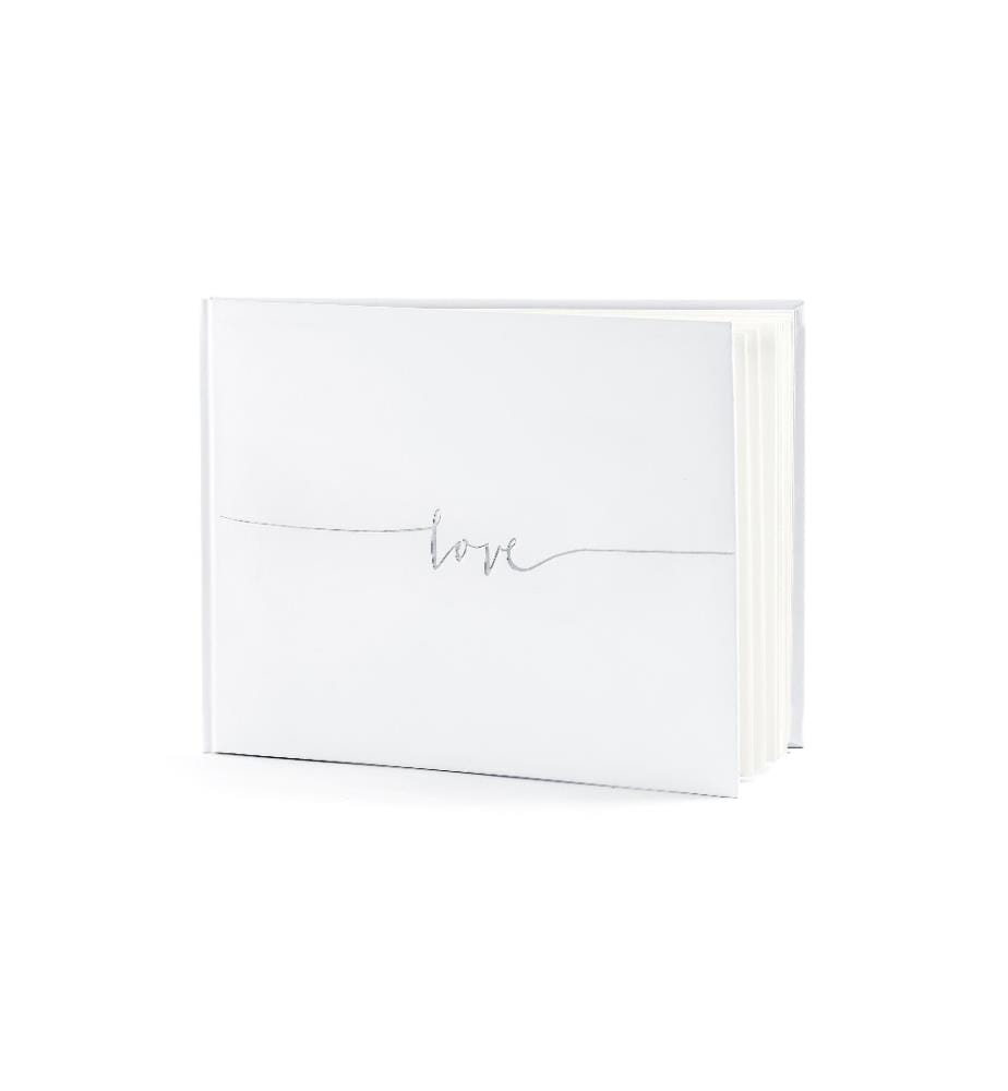 Livre d'or Love 24 x 18.5 cm, blanc/argenté