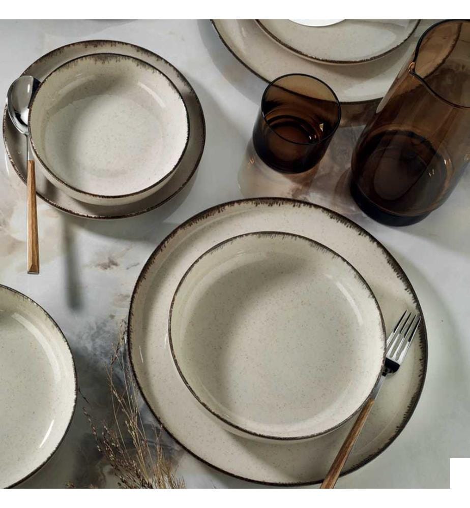 Service de Table (18 pièces) cannelle, porcelaine