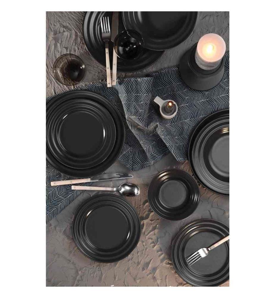 Service de Table (24 pièces) anthracite, porcelaine