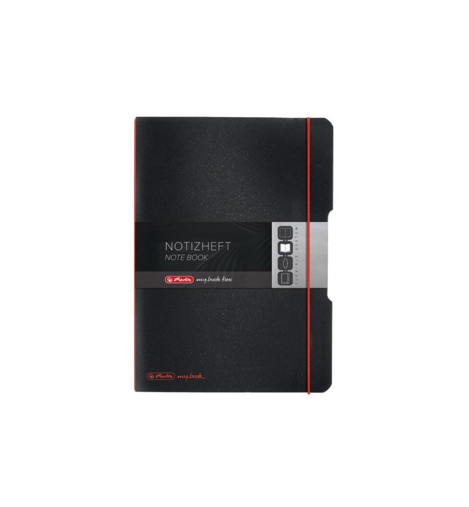 HERLITZ - Carnet de notes my.book flex A5, À carreaux, Noir/Rouge