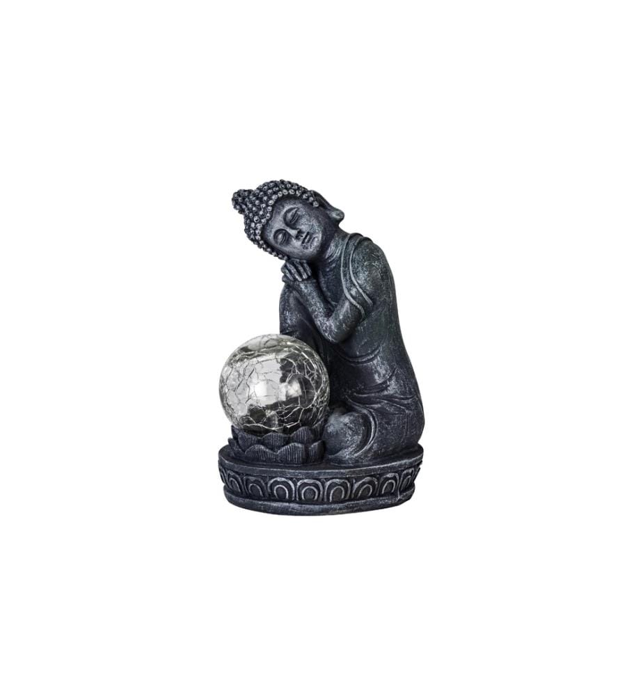 EGLO - Leuchten Éclairage de jardin Décoration solaire Bouddha, 19.5 cm, gris