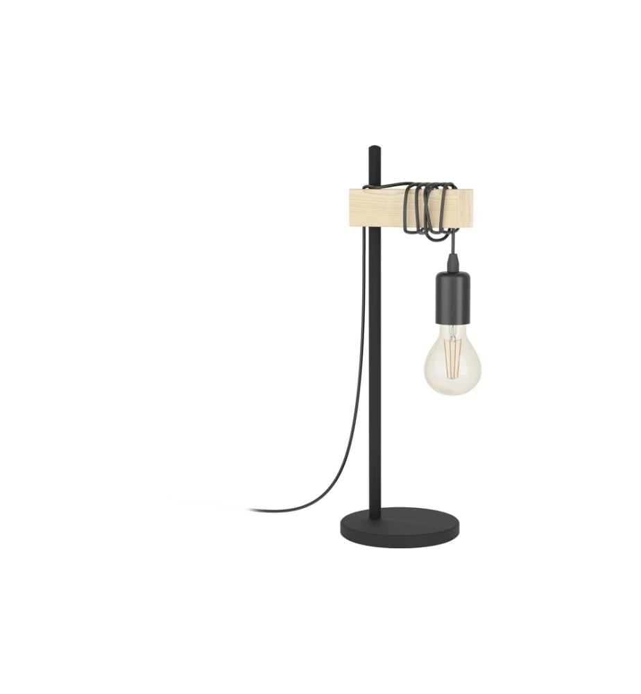 EGLO - Leuchten Lampe de bureau TOWNSHEND noir, marron excl. E27 1x10W