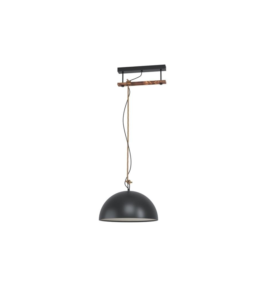EGLO - Leuchten Lampe suspendue HODSOLL 1x E27, Noir/Marron