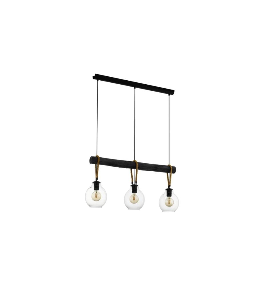 EGLO - Leuchten Lampe suspendue RODING 3x E28 Noir/Marron