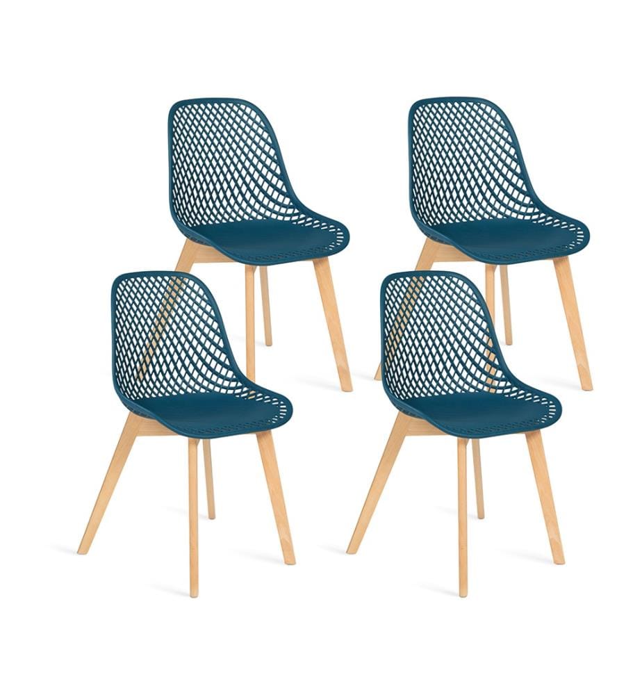 Lot de 4 Chaises Scandinaves Maëlle avec Dossier Ajouré