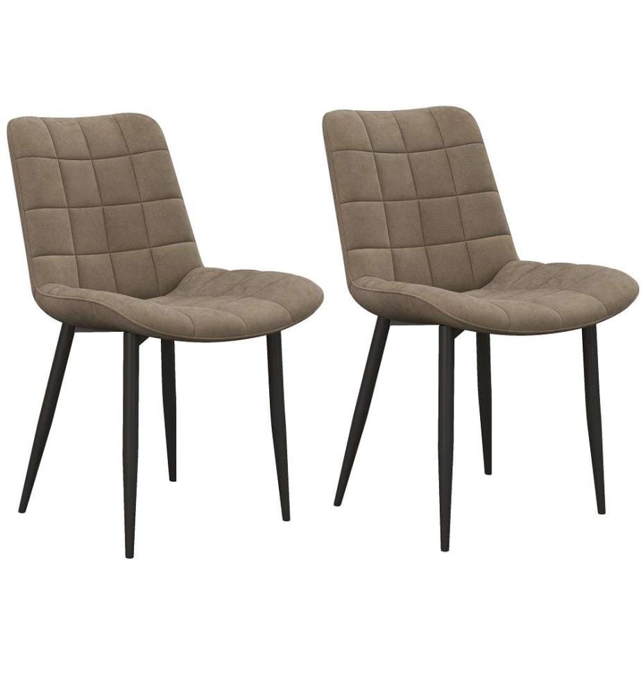 Lot de 2 Chaises Sacha en Velours Taupe et Métal Noir