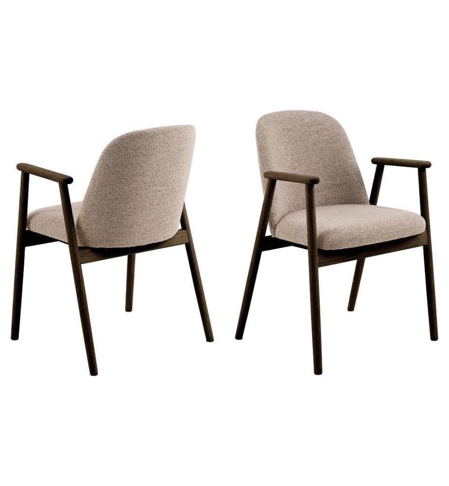 Lot de 2 Chaises de Salle à Manger Leo avec accoudoir - Beige