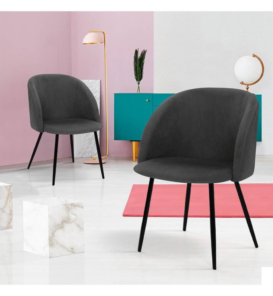 Lot de 2 Chaises Nina 52 x 60 x 79 cm - Gris & Noir