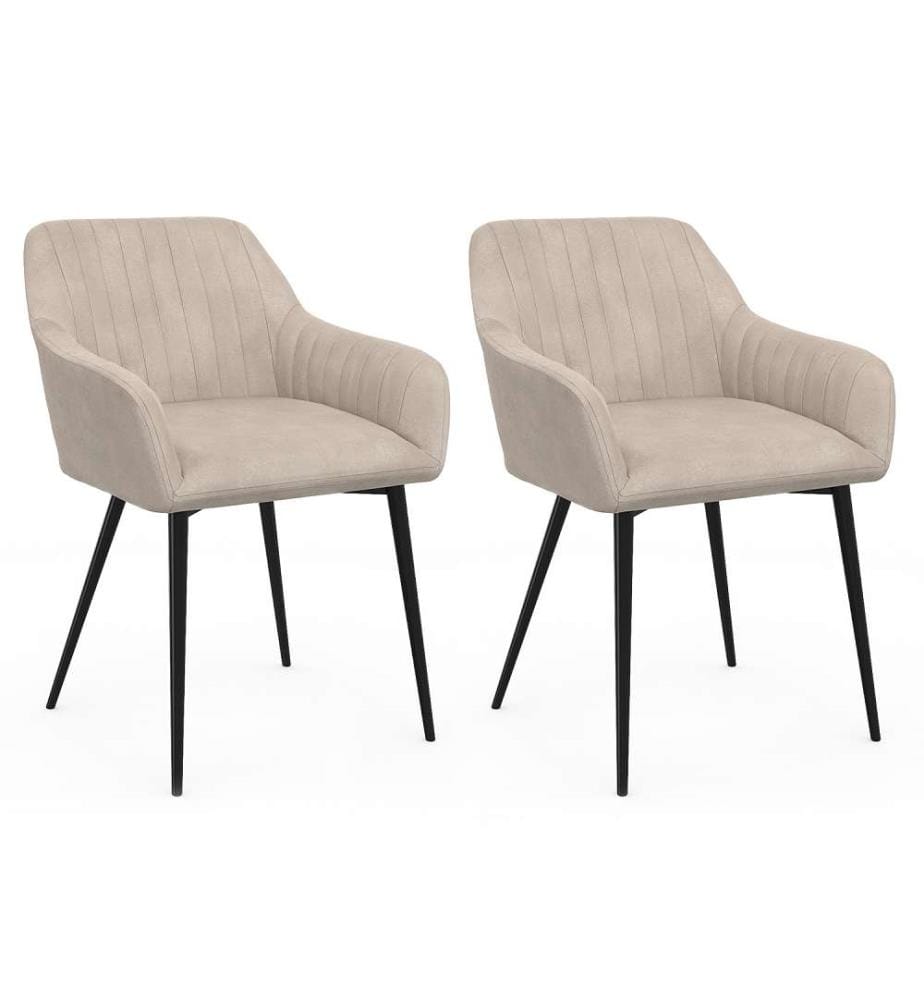 Lot de 2 Chaises avec Accoudoirs Ariana - Taupe et Noir