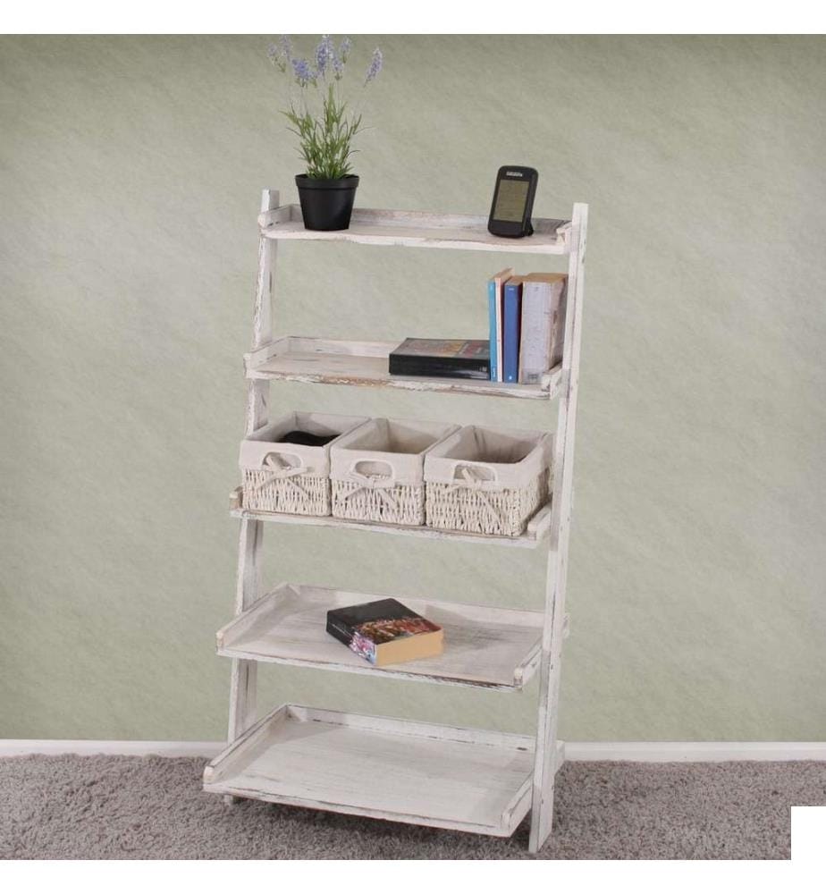 Shabby Chic Étagère sur pied Vintage blanc