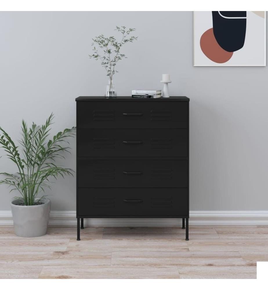 Commode Noir 80x35x101,5 cm Acier