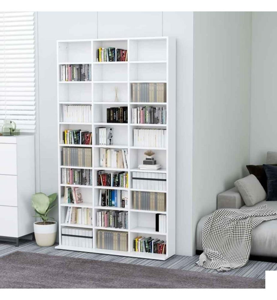 Armoire à CD Blanc 102x16x177,5 cm Bois d'ingénierie
