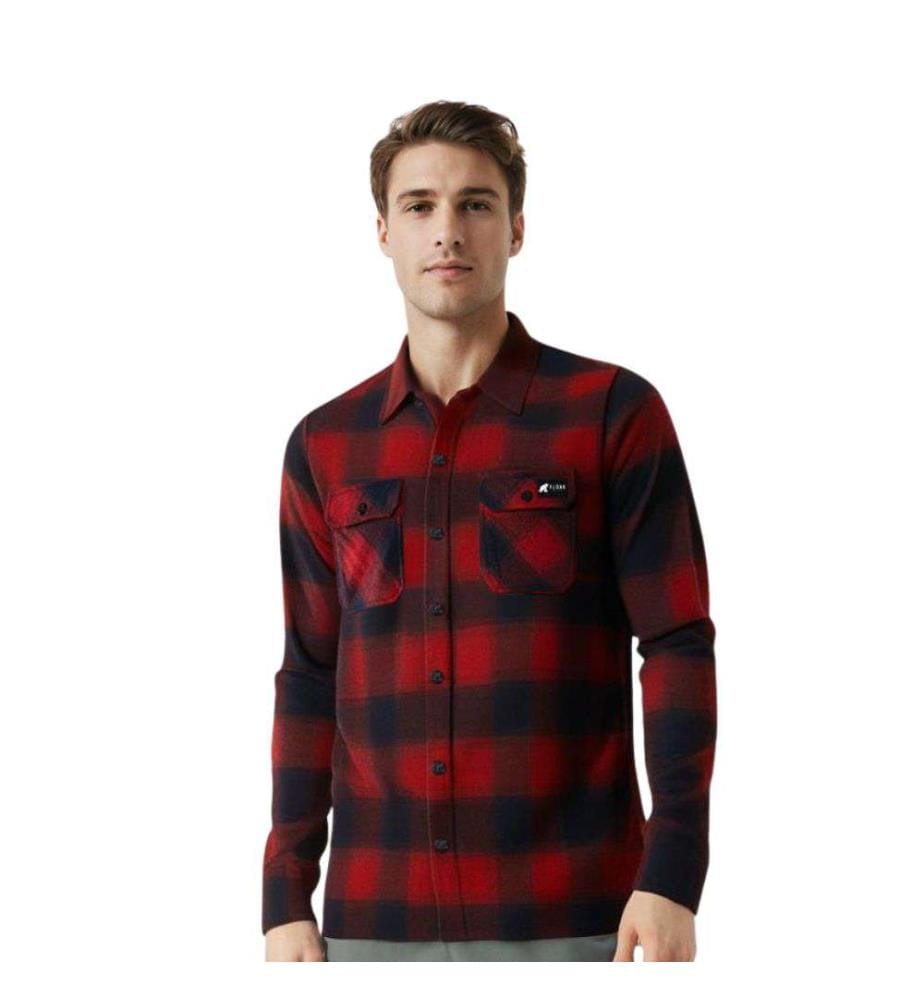 Chemise Trekking Merino - Rouge et Noir