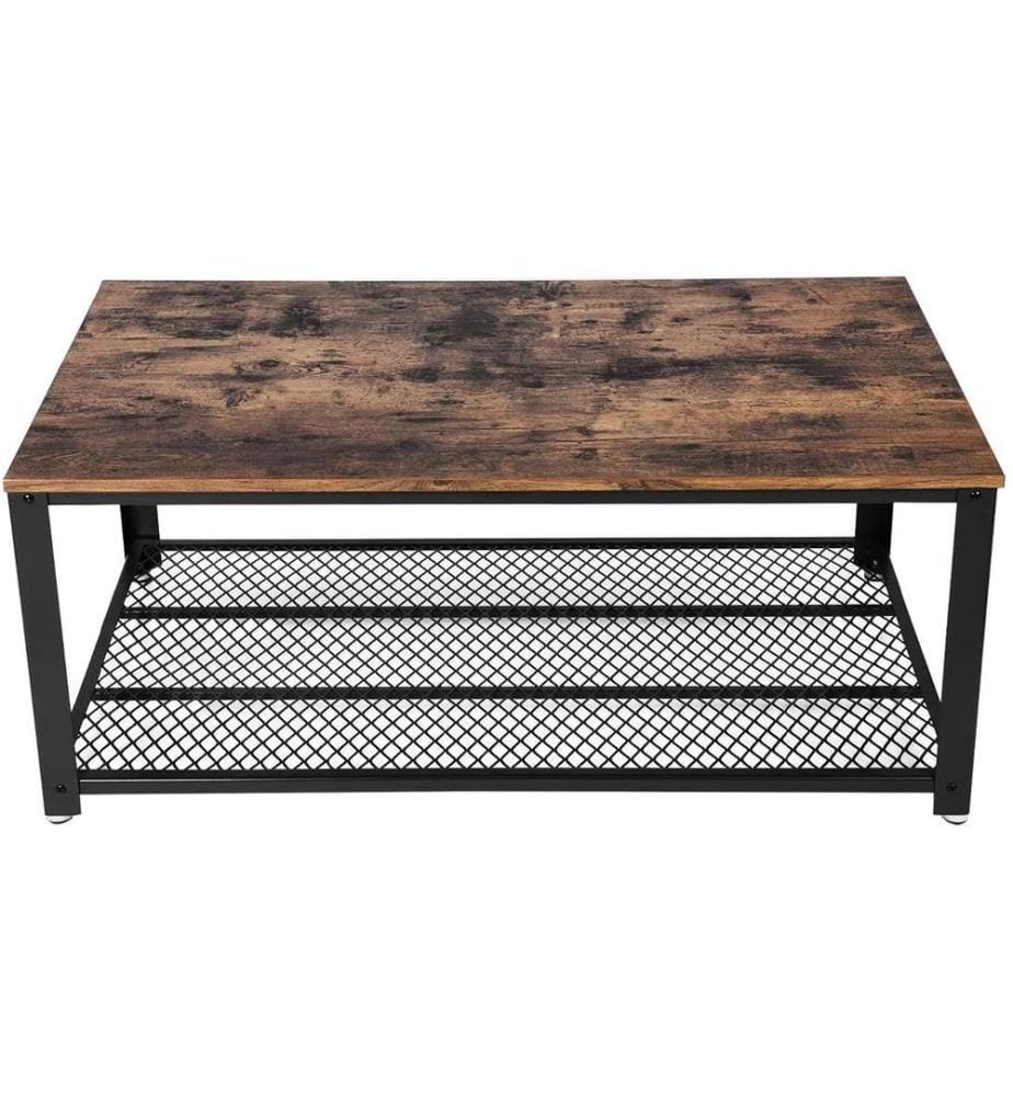 VASAGLE - Table basse avec étagère grillagée 106.2 x 60.2 cm