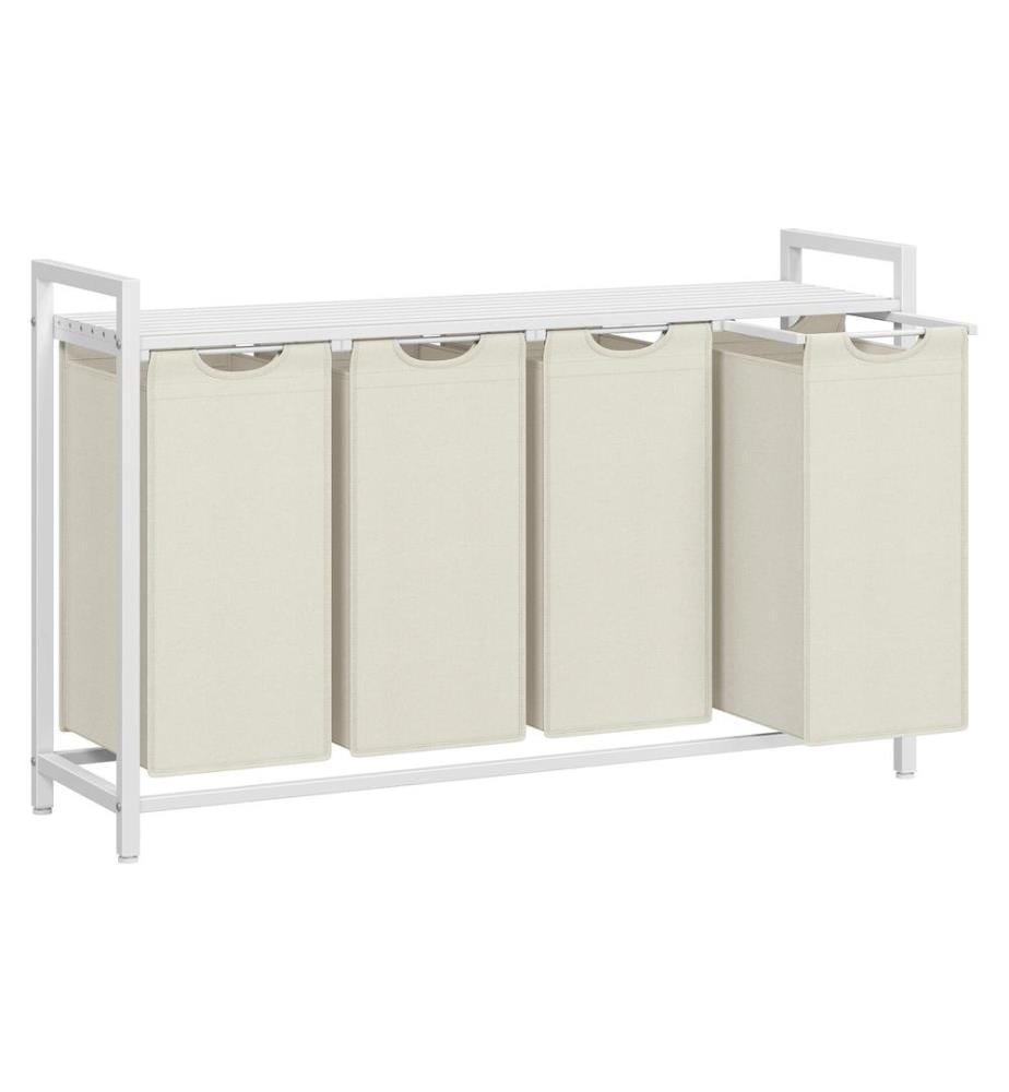 VASAGLE - Panier à linge avec étagère 140 l, Crème