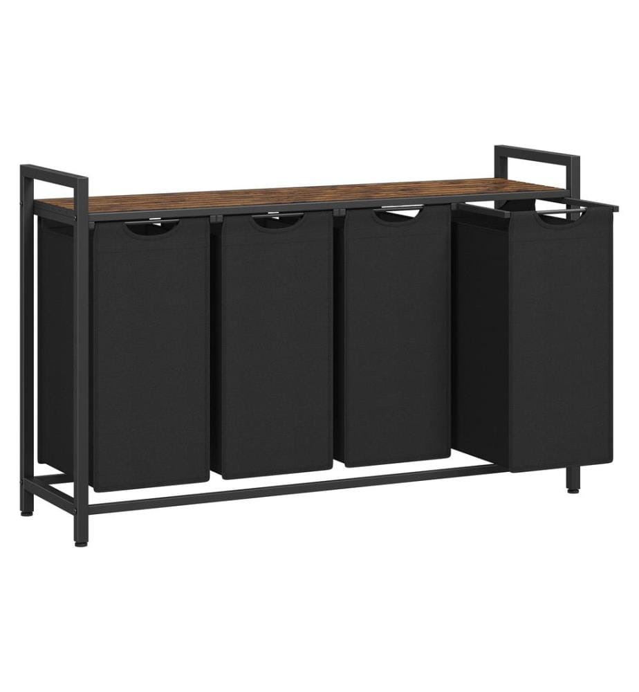 VASAGLE - Panier à linge avec étagère 140 l, Noir
