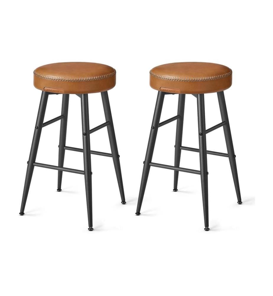 VASAGLE - Tabouret de bar en similicuir PU, lot de 2 49.5 x 63 cm, Brun