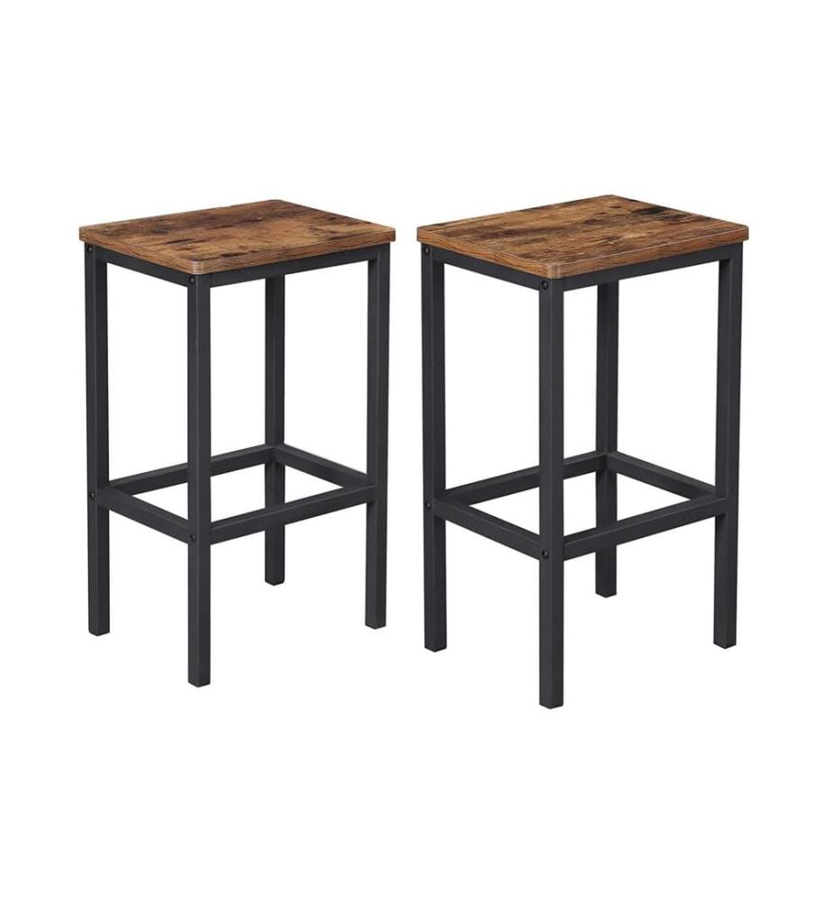 VASAGLE - Tabouret de bar rectangulaire, set de 2 40 x 65 cm, Brun/Noir