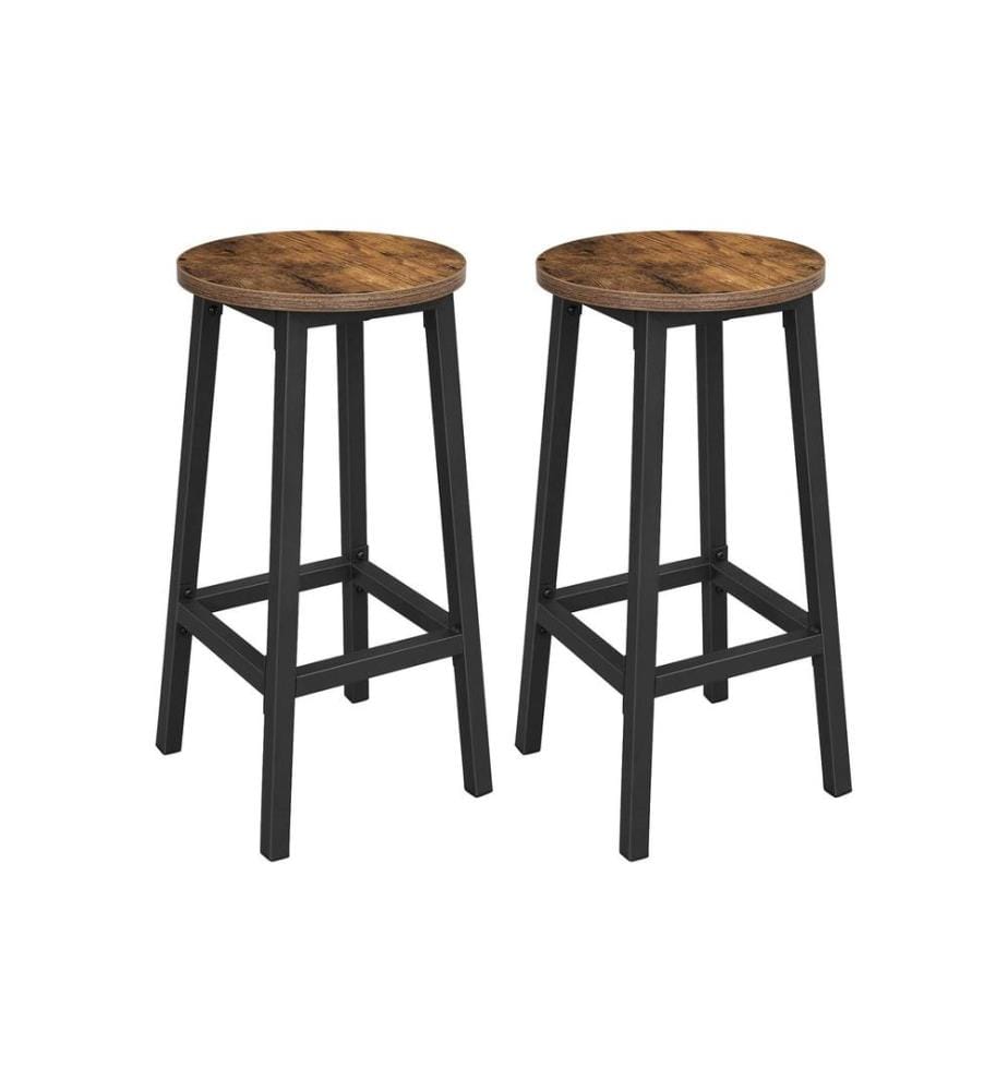 VASAGLE - Tabouret de bar rond, set de 2 32 x 65 cm, Brun/Noir