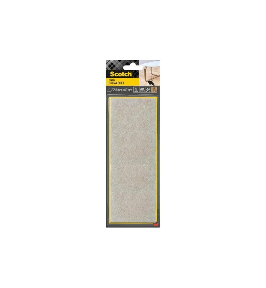 3M - Patins en feutre Extra-Soft, 250 mm x 80 mm, Gris
