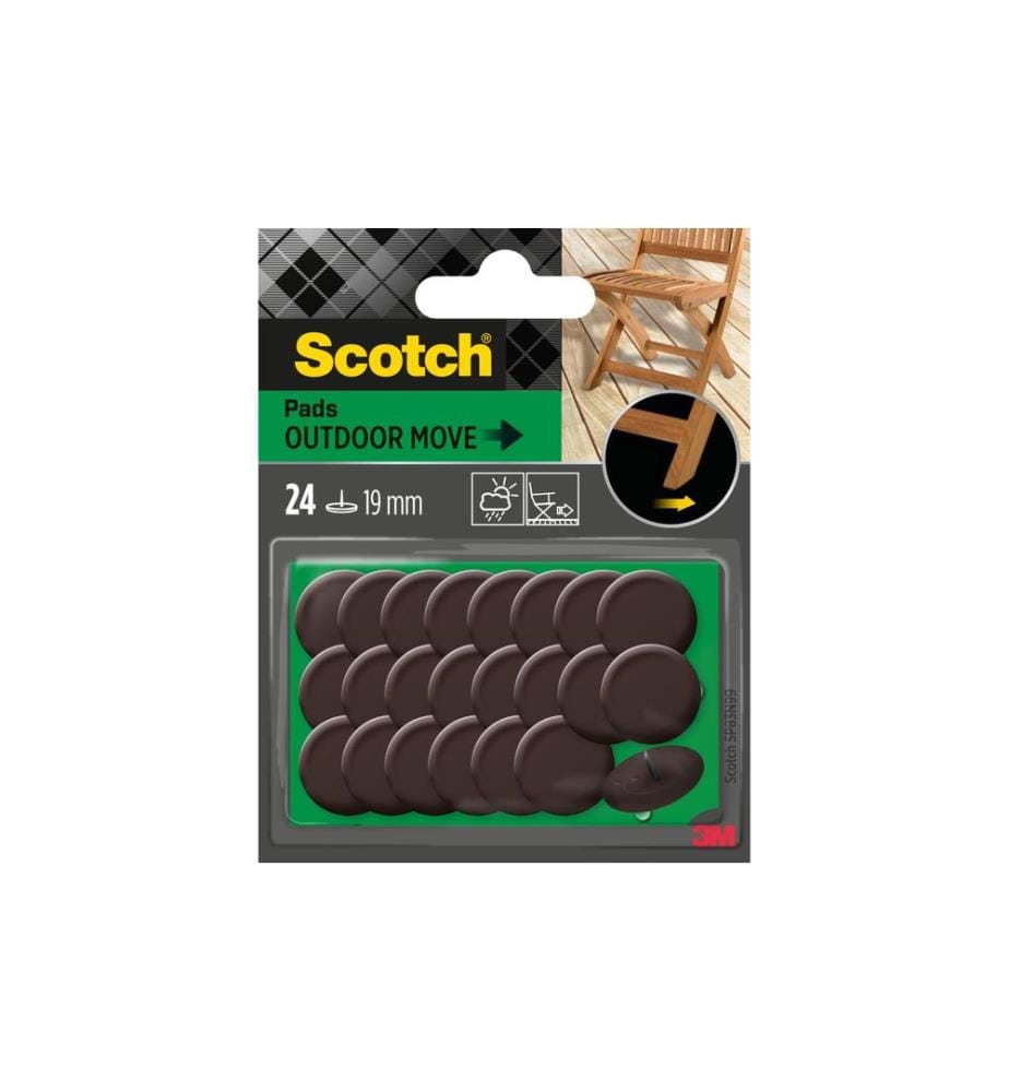 3M - Patin de meuble Outdoor, Ø 19 mm, Brun, paquet de 24