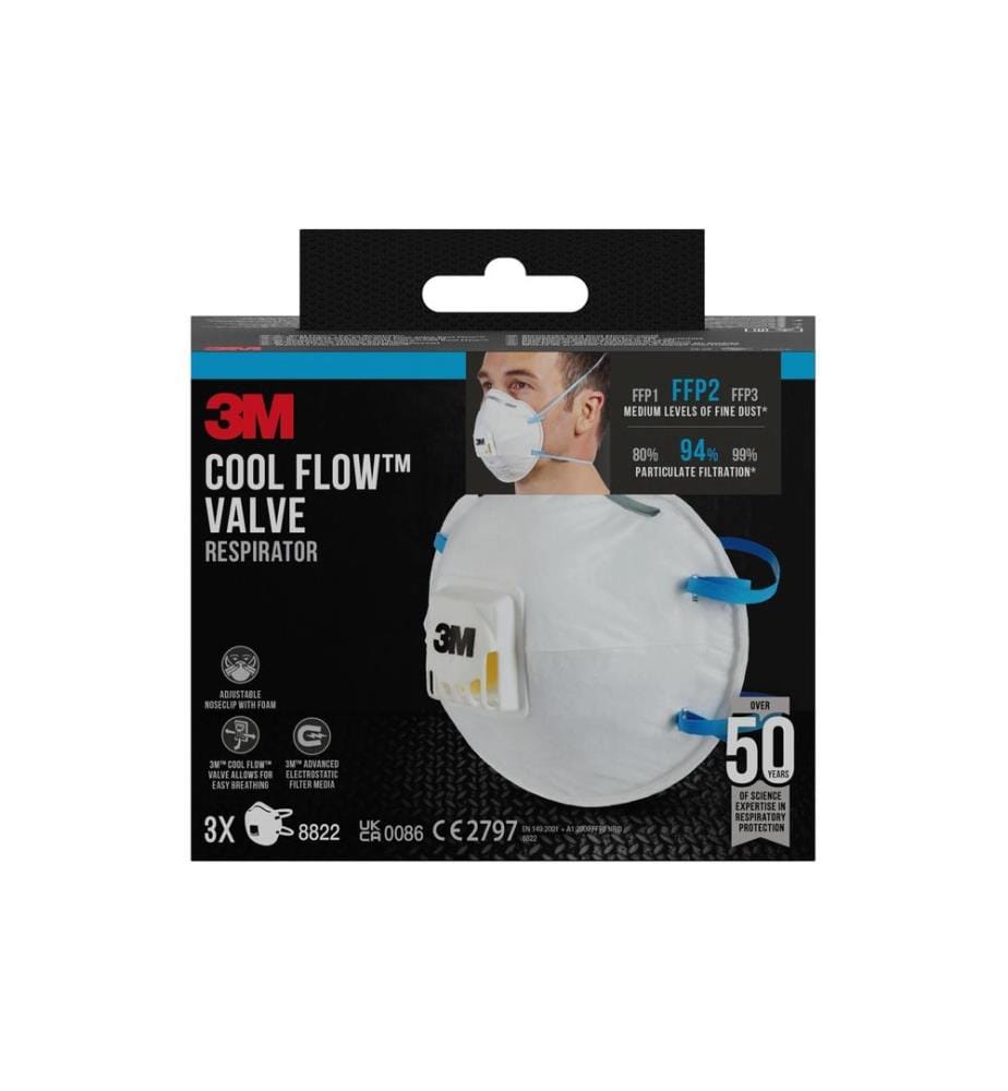 3M - Masque de protection respiratoire 8822 FFP2, 3 pièces