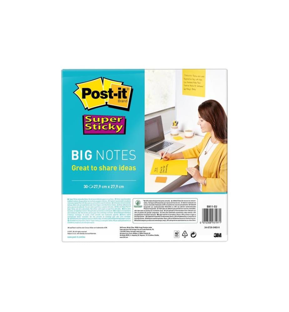 POST-IT - Fiche de bloc-notes POST-IT - Super Sticky 27.9 cm x 27.9 cm