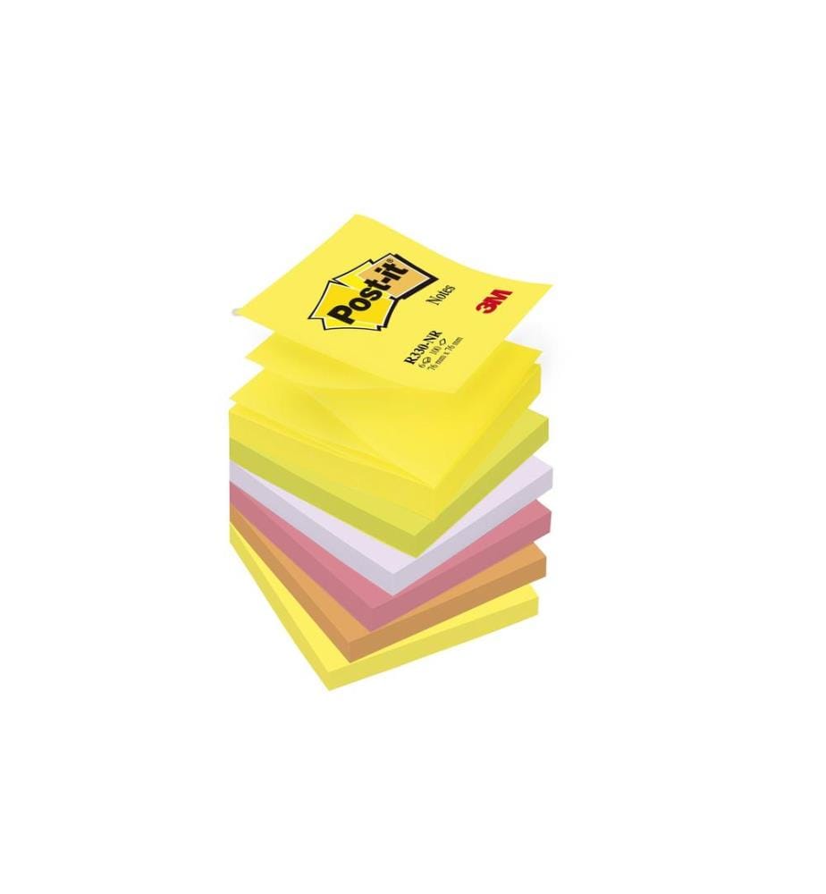 POST-IT - Fiche de bloc-notes Z-Notes Super Sticky 7,6 cm x 7,6 cm Multicolore