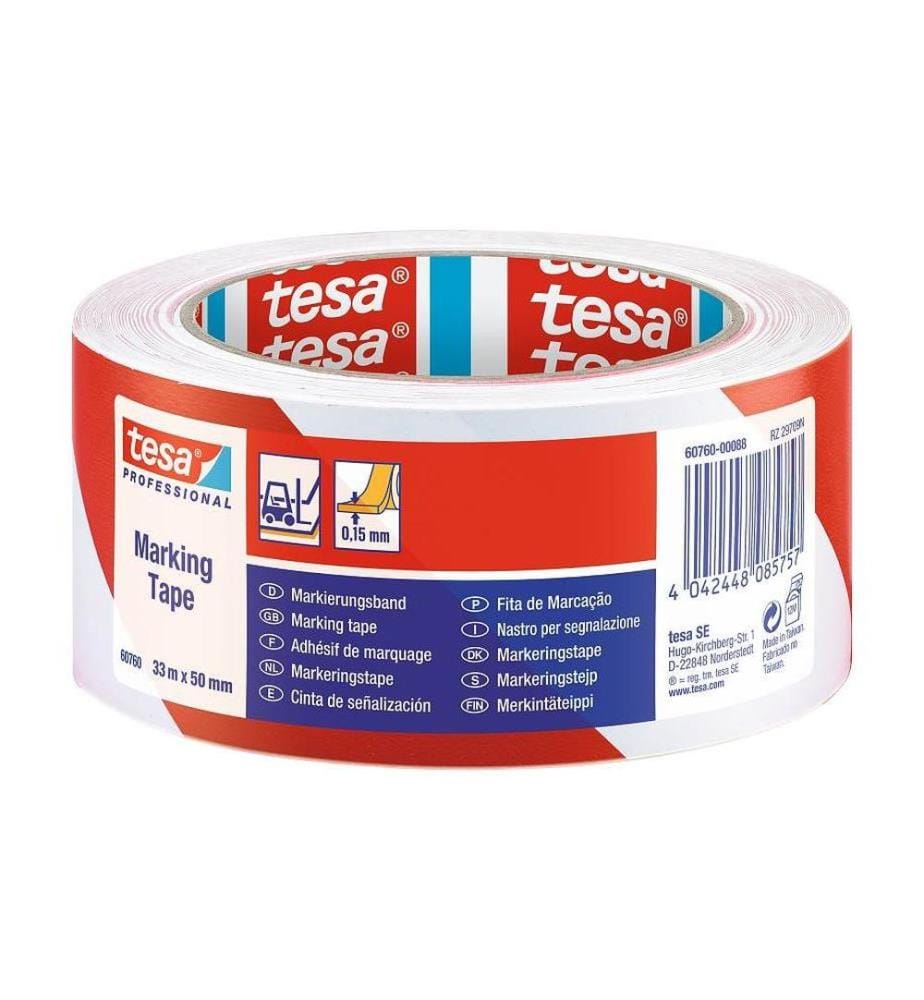 TESA - Ruban de marquage Professional 60760, 50 mm x 33 m, Rouge/Blanc