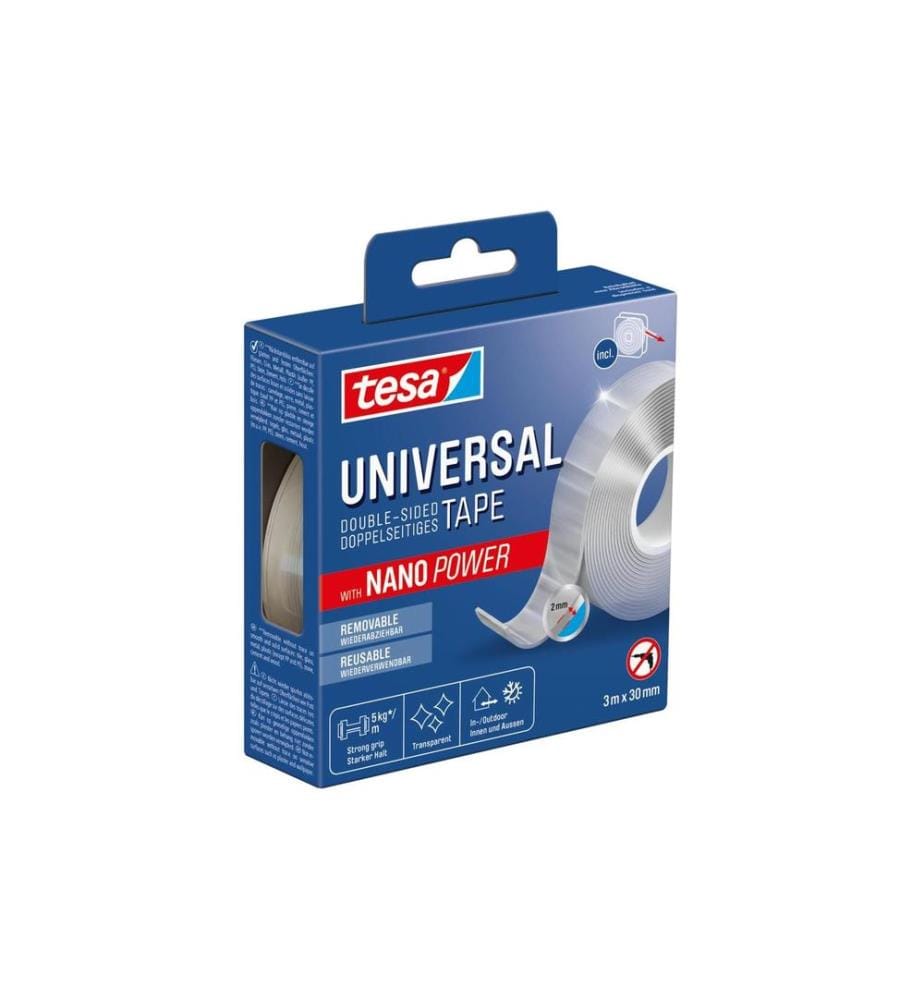 TESA - Ruban adhésif Universal Nano Tape 1 rouleau - 3 m x 30 mm