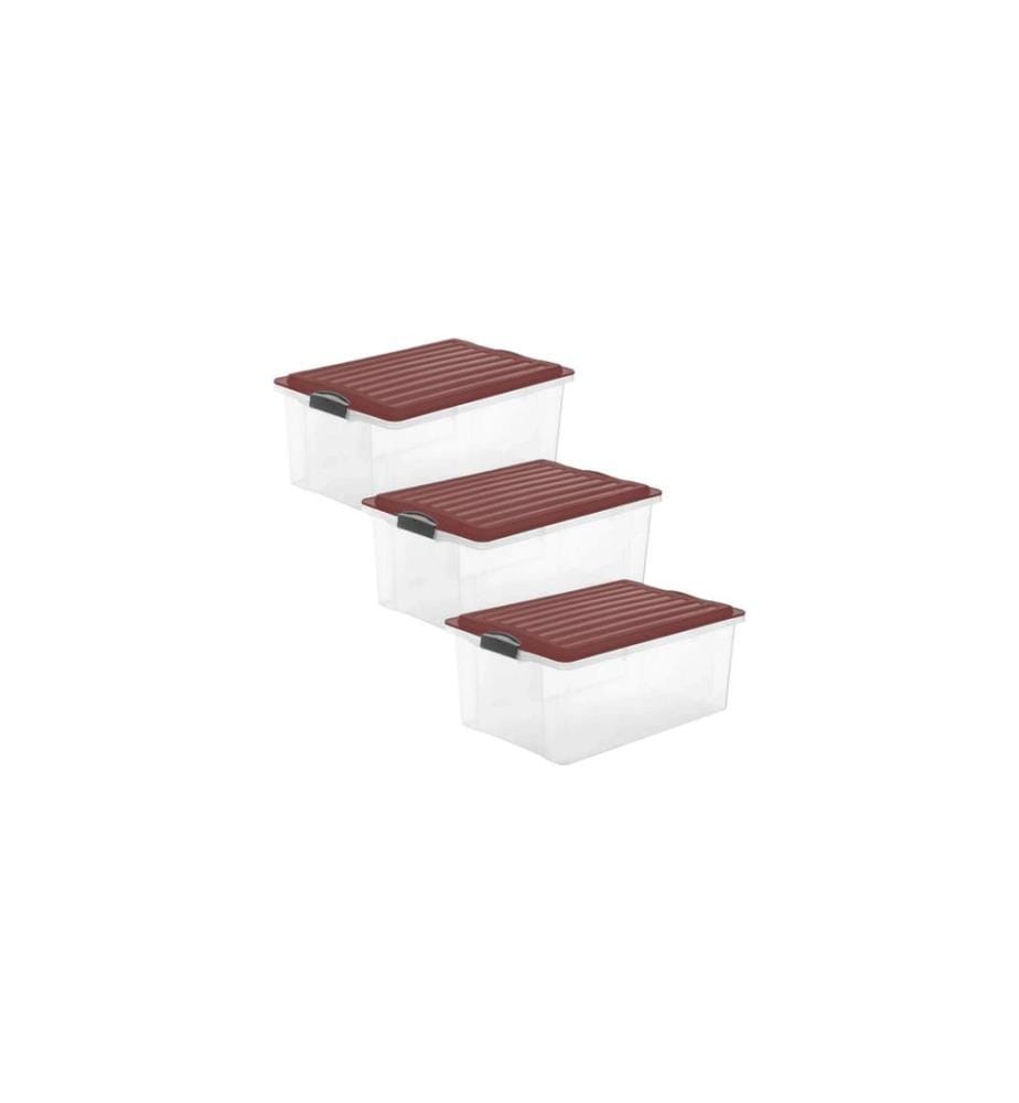 ROTHO - Boîte de rangement COMPACT, Rouge, 3 pcs.