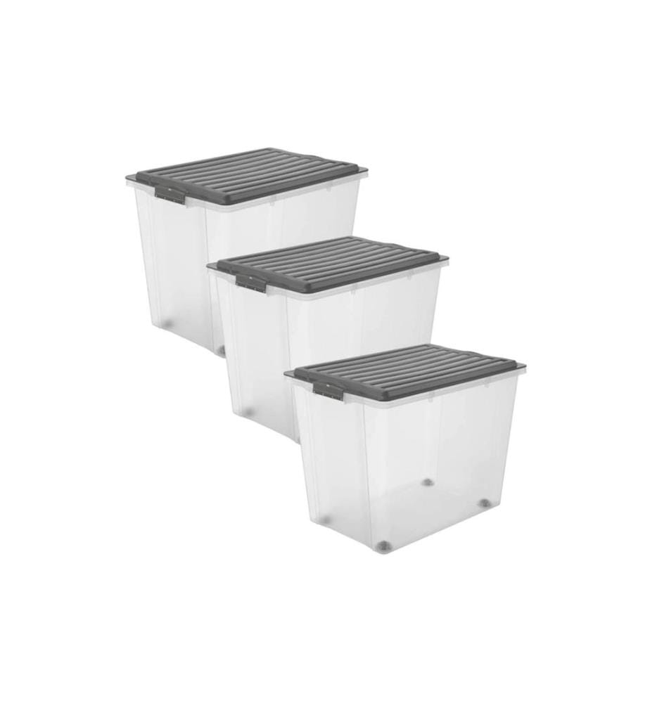 ROTHO - Boîte de rangement COMPACT Gris, 3 pcs.