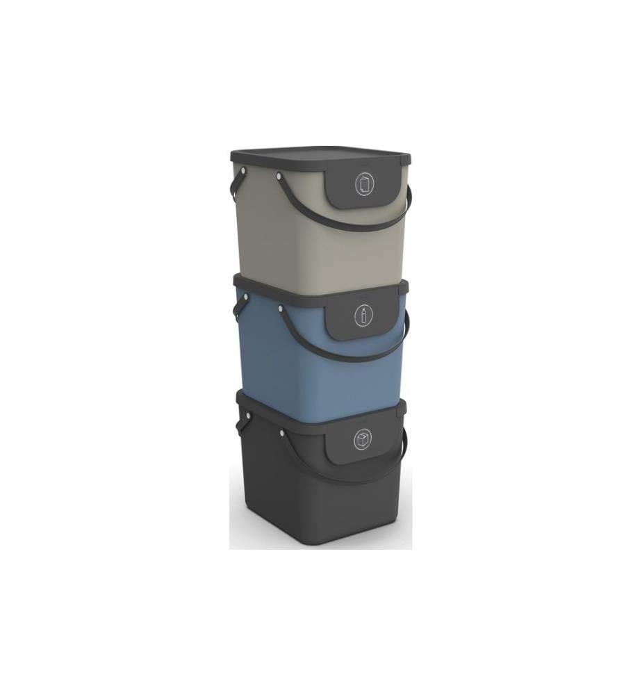 ROTHO - Bacs de recyclage Albula 40 l, Bleu/Gris/Noir