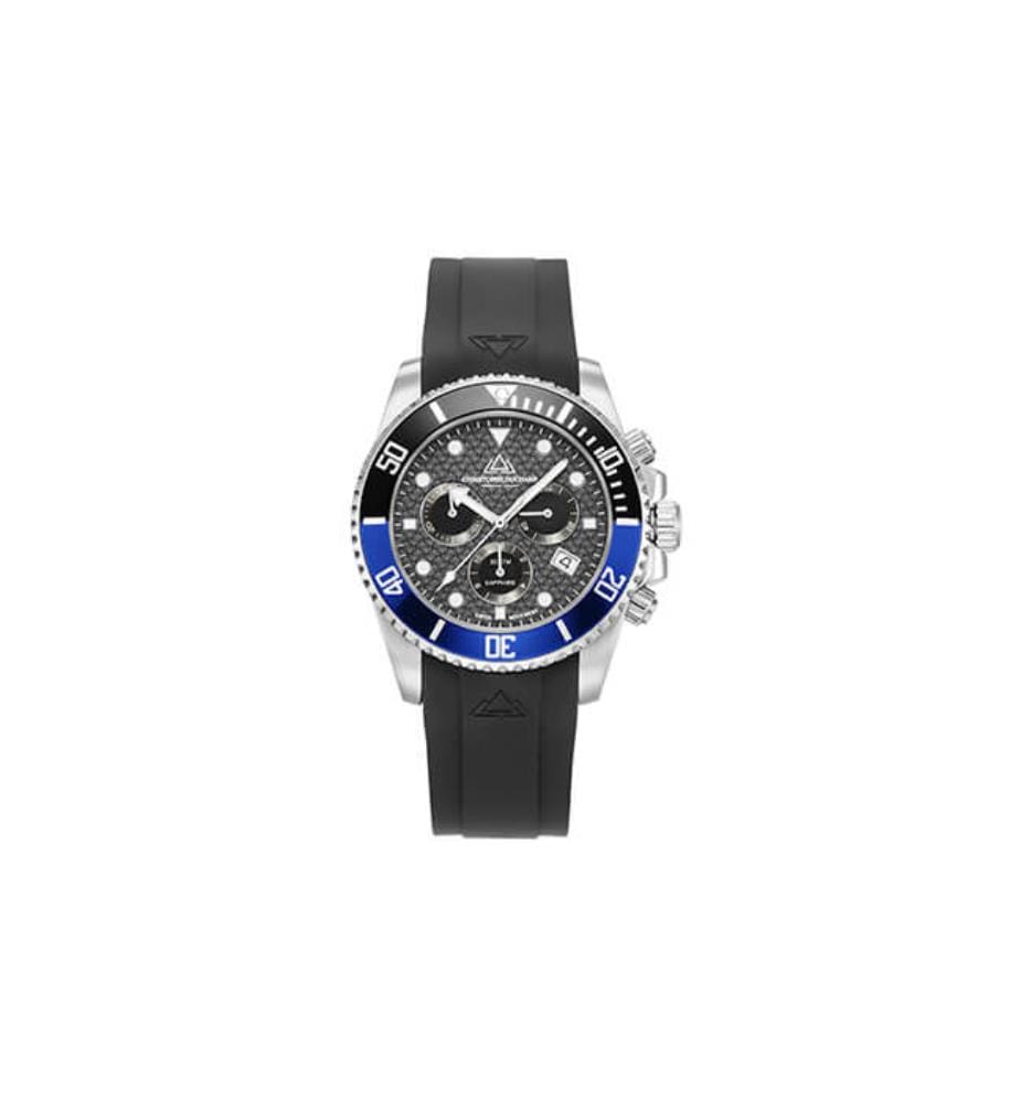 Montre Marine Chrono Rubber - Noir, Argent et Bleu