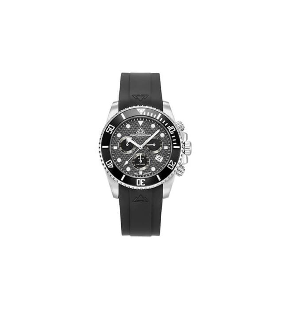 Montre Marine Chrono Rubber - Noir et Argent