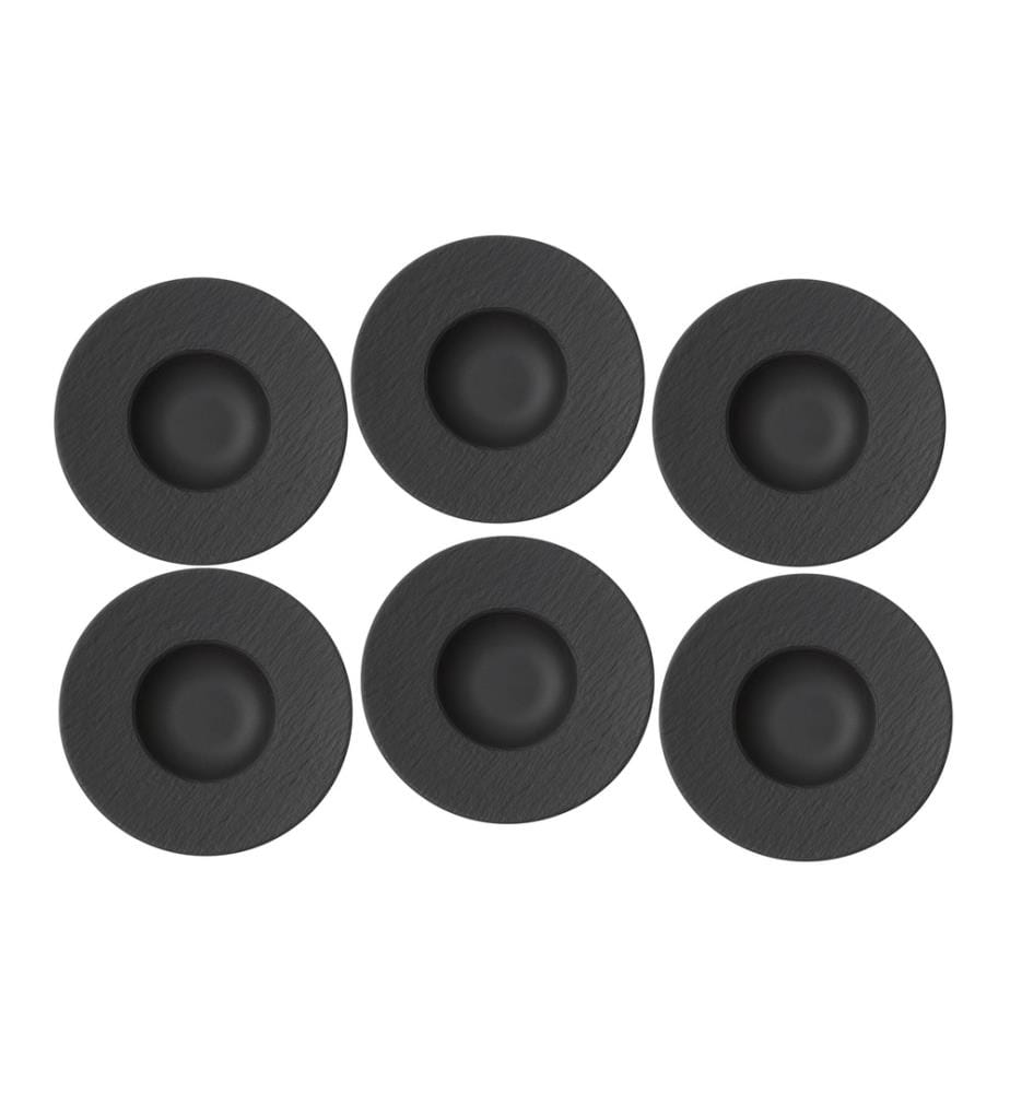 VILLEROY & BOCH - Assiette de soupe et de pâtes Manufacture Rock 6 pièces, Noir